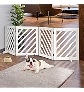 dCee Solid Acacia Wood Dog Gate, Freestanding Dog Gates Indoor Extra Wide 81 in, Foldable Pet Gat...