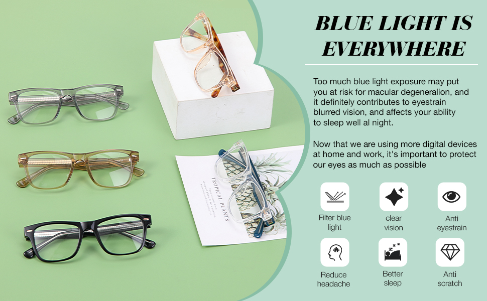 SIPHEW Blue Light Blocking Glasses for Women/Men, Blue