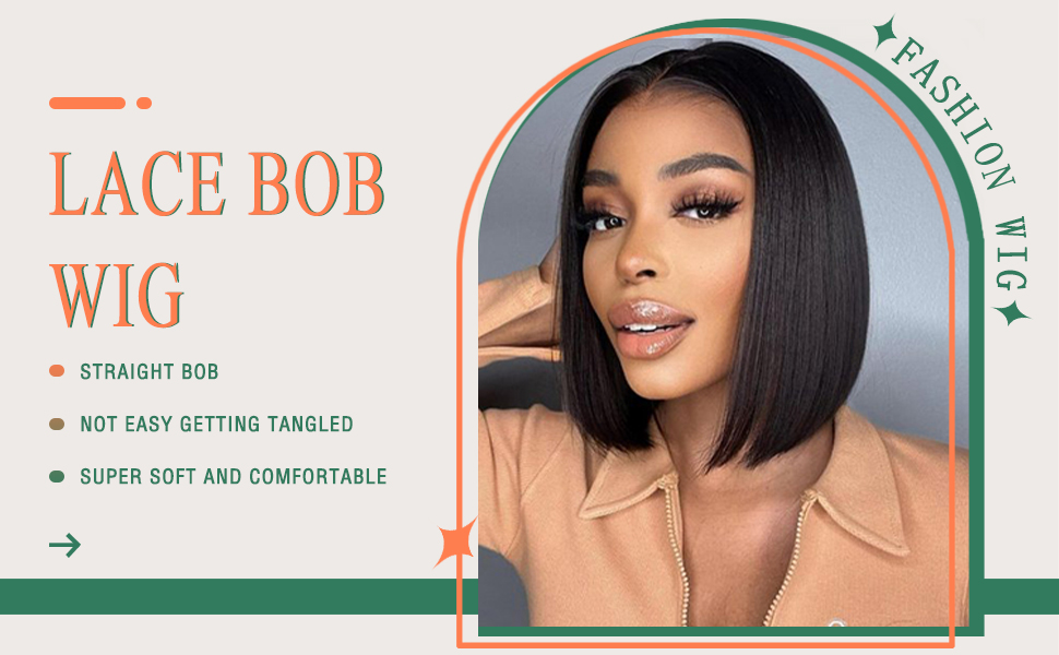 Jutyon Bob Wig Human Hair, 14 Inch 13x4x1 Lace Front Wig