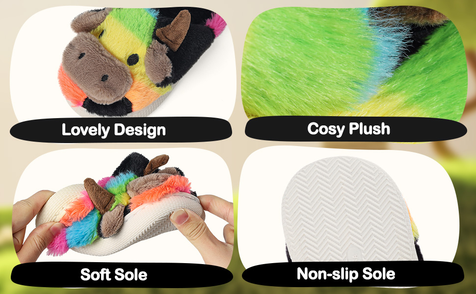 Boys Slippers Kids Girls Winter Fluffy Slippers Children Cute Funny Plush House Shoes Infant