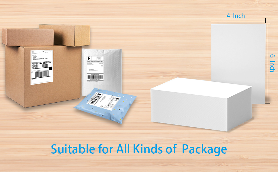 BESTEASY 4" x 6" Fanfold Direct Thermal Labels, White Perforated