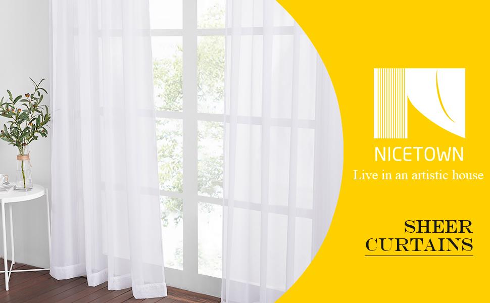 NICETOWN White Window Sheer Curtain Panels Window