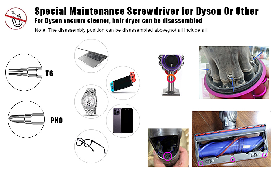 KiimSin 6 in 1 Screwdriver Set for Dyson Hair Dryer for Dyson V6 V7 V8