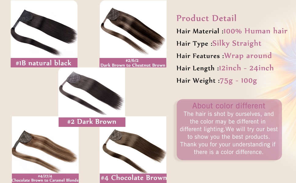 Lysilf Ponytail Extension Human Hair Wrap Around Ponytail