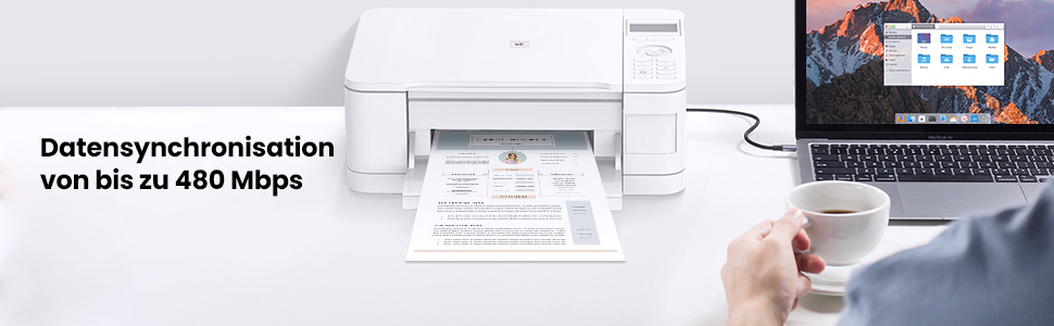 Sincronización de datos de hasta 480 Mbps.