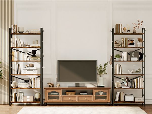 ゴリポLSISTEM 6段 W112.7×D40×H157.6cm Amazon.com: 6 Tier Bookshelf, Industrial Bookcase with 8