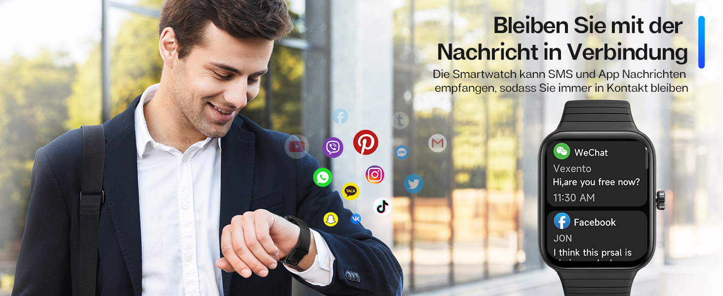 Smartwatch Herren mit Telefonfunktion,1.8" Fitnessuhr Herren Alexa