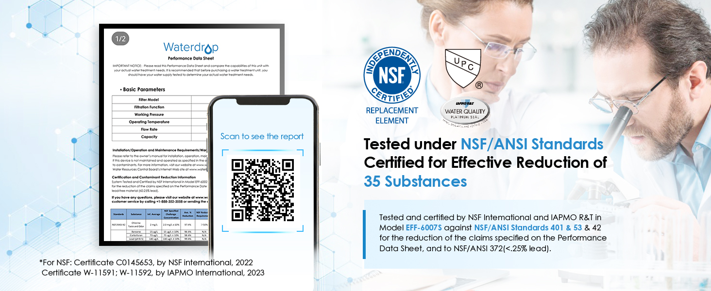 Waterdrop Plus UKF8001 NSF 401, 53&42 Certified
