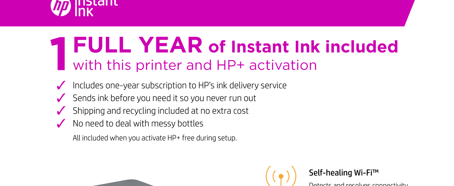 1 year Instant Ink save up to 50% cartridges supplies shipping delivery