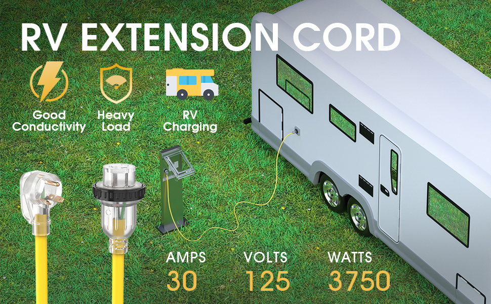 TOOLIOM 30A 125V 25FT Lockable RV Power Extension Cord TT