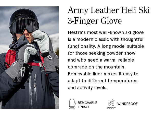 HESTRA Heli Ski 3-Finger size:6 新品未使用 Amazon.com : Hestra Unisxe Army Leather Heli Ski Glove, 3