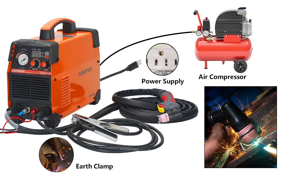 Warfox Plasma Cutter, Pilot Arc CUT50DP, 50Amps Plasma Cutter 110/220V (120/240V) Dual Voltage