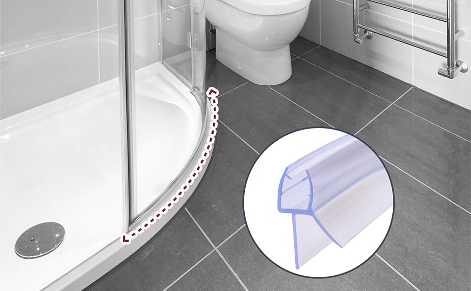 Curved Shower Seal 2 x 50 cm Round Shower Quadrant Shower Glass