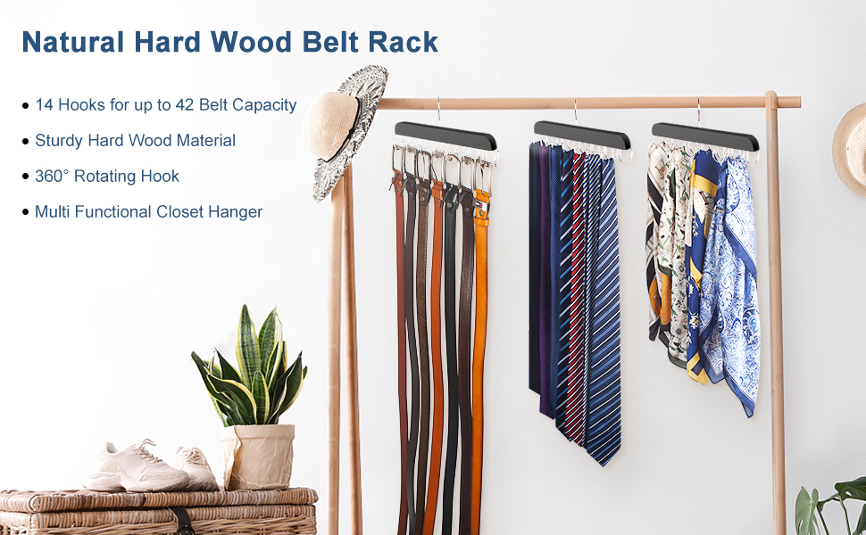 Resovo Belt Hanger for Closet Max 42 Belts, Belt Organizer