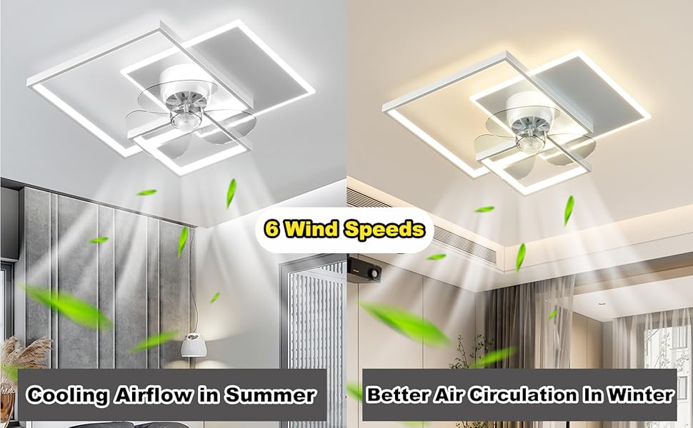 Naroume Ceiling Fans with Lights,50W Dimmable LED