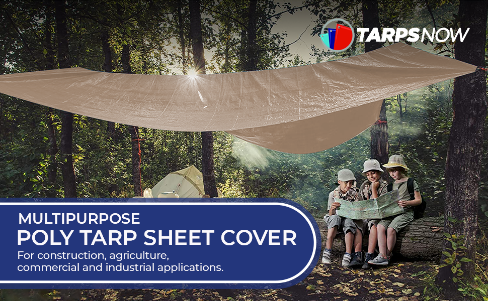 Tarps Now Waterproof Poly Tarps, 6' X 8' with Aluminum