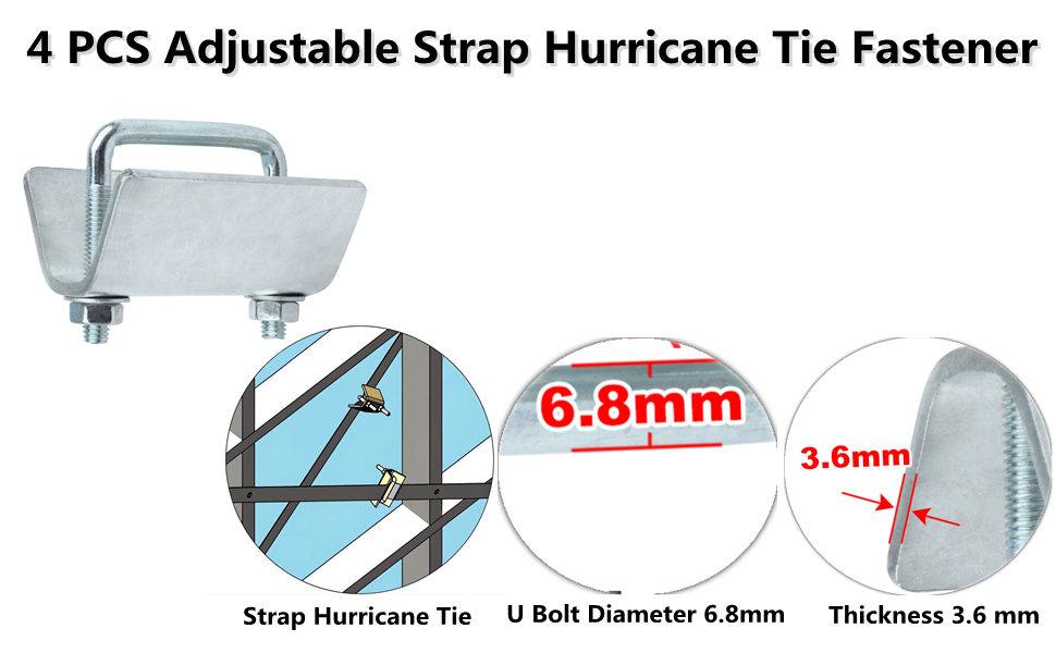 4PCS Strap Brace Tensioner with Bolt and Hex Nut , 10 Gauge