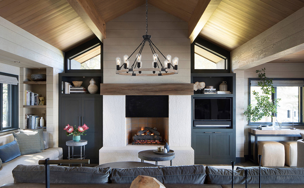 Wood chandelier for living room