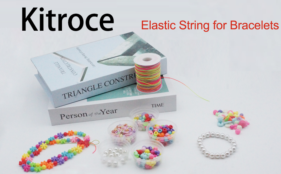 Kitroce Elastic String for Bracelets,1mm 330 Feet Rainbow