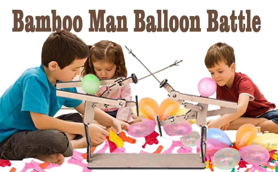 Mowytii Balloon Bamboo Man Battle Double Wooden Fighter Robot Arena, DIY Balloon