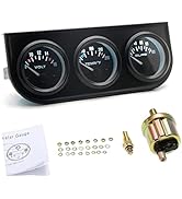 Shkalacar Triple Gauge kit Volt Meter Water Oil Press Pressure Gauge Temp Temperature Gauge 3 in ...