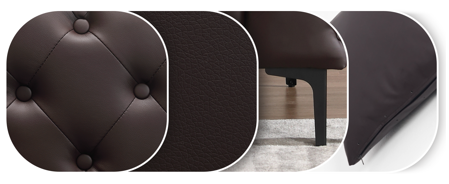 Morden Fort Faux Leather Tufted Sofa Loveseat and Chair 3