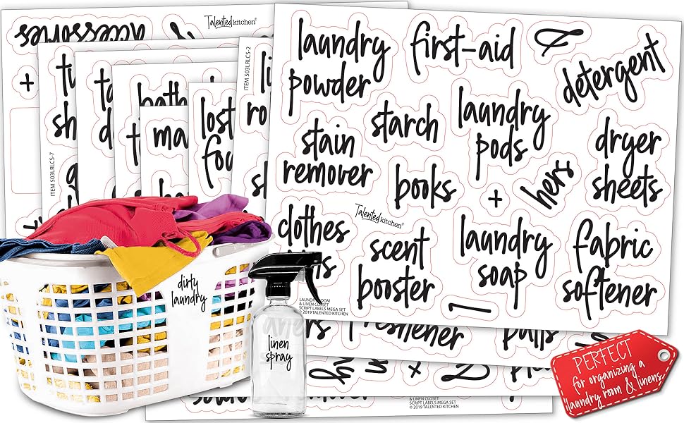 Script laundry room labels by talented kitchen