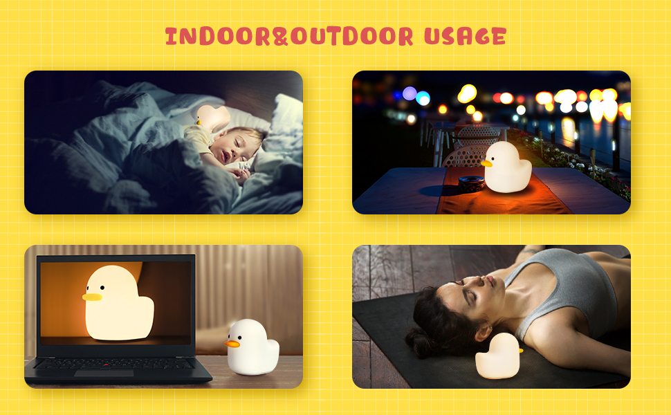 UNEEDE LED Duck Night Light, Cute Animal Silicone Nursery Night Light