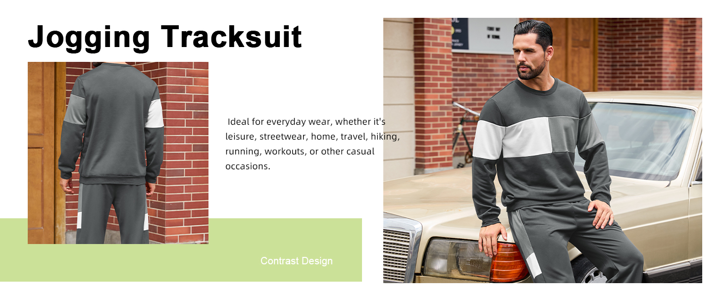 mens grey jogger set 2 piece sweatsuits for men sweatpants outfit for men