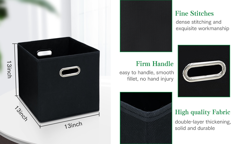Yunkeeper Fabric Cubby Storage Bins，13x13x13 Inches ，Cube