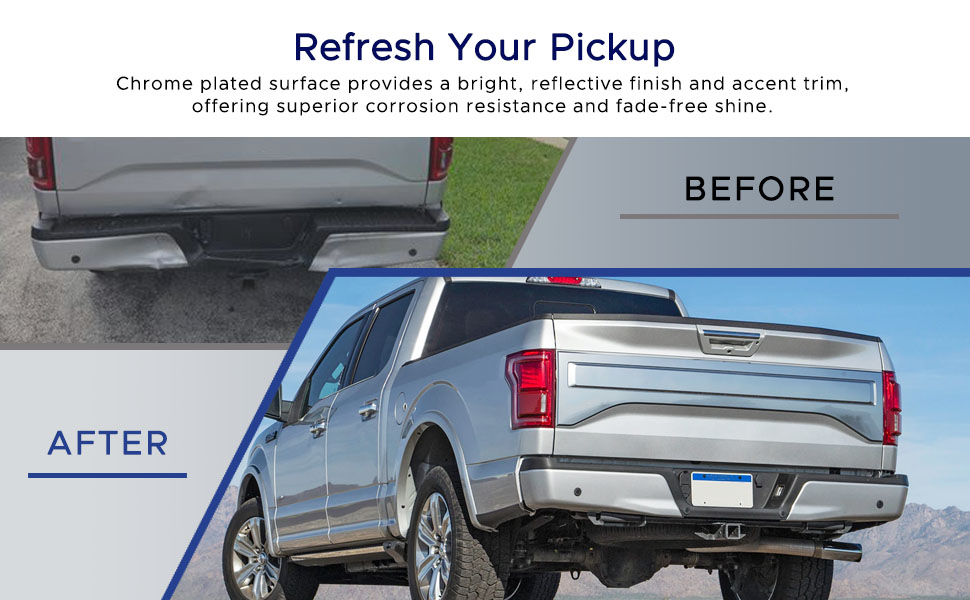 Rear Bumper Ford F150 2015 2016 2017 2018 2019 2020 Pickup Chrome