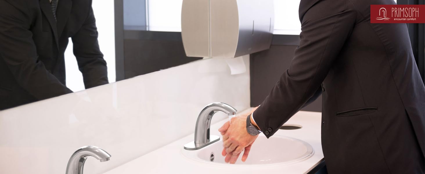 sensor hands free sink faucet temperature bathroom