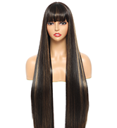 Long Straight Wigs with Bangs