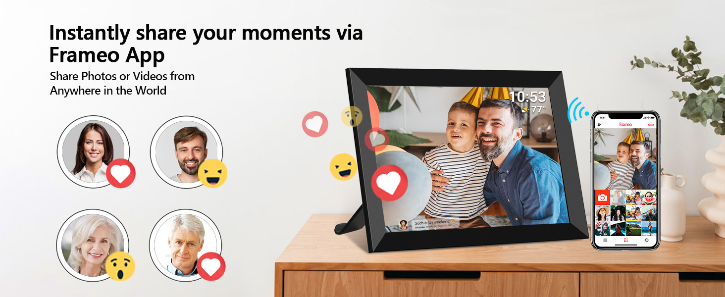 𝟯𝟮𝗚𝗕 FRAMEO Digital Photo Frame, 10.1" WiFi Digital Picture Frame with