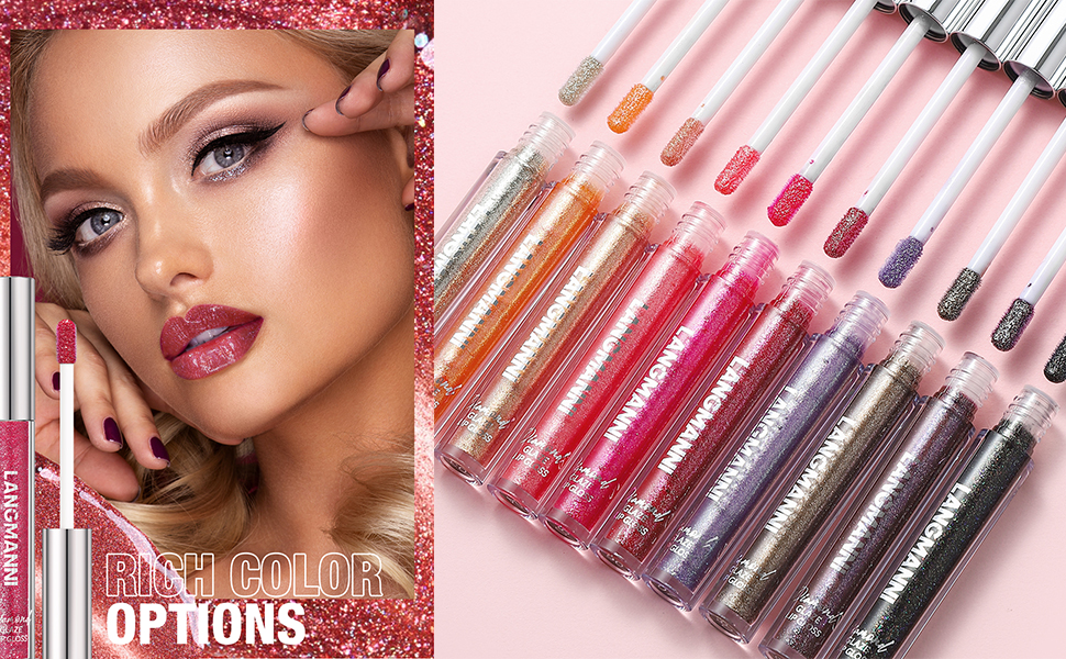 LANGMANNI 10 Colors Diamond Glitter Lipgloss Set