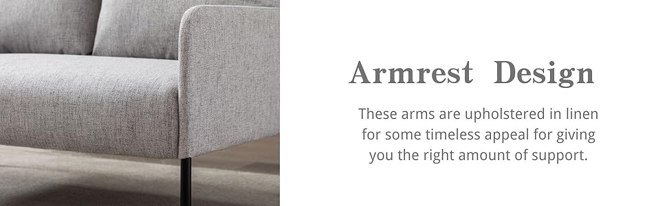 2 Seater Sofa In Linen Modern Compact Loveseat Couch For Living Room, 2 Seater, Gray 16 3