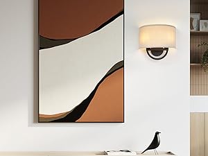 JiMuBeam Linen Fabric Lampshade Black Wall Sconces for Living Room, Bathroom, Kitchen, Bedroom