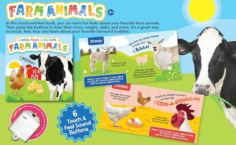 little hippo books touch and feel with sound farm animals