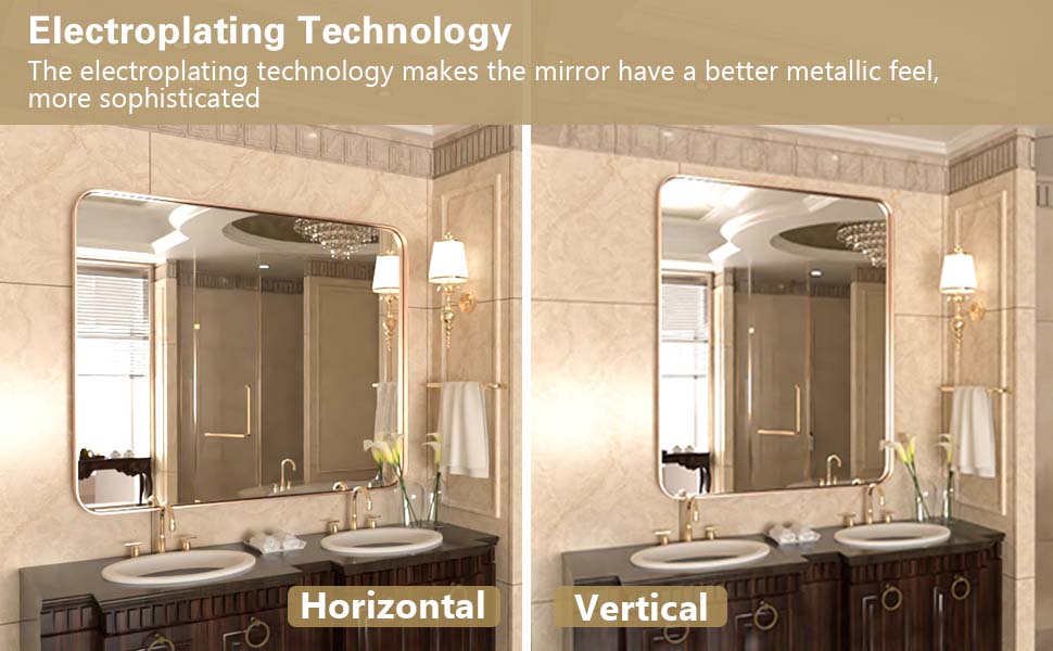 PAIHOME 30x40Inch Brushed Gold BathroomVanityMirror for