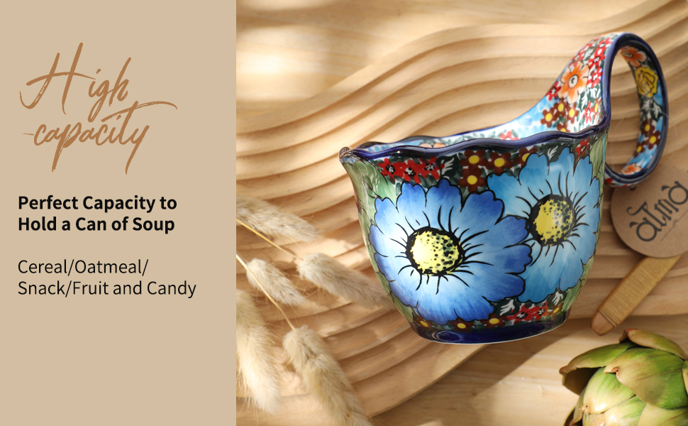 microwavable large soup bowl with handle