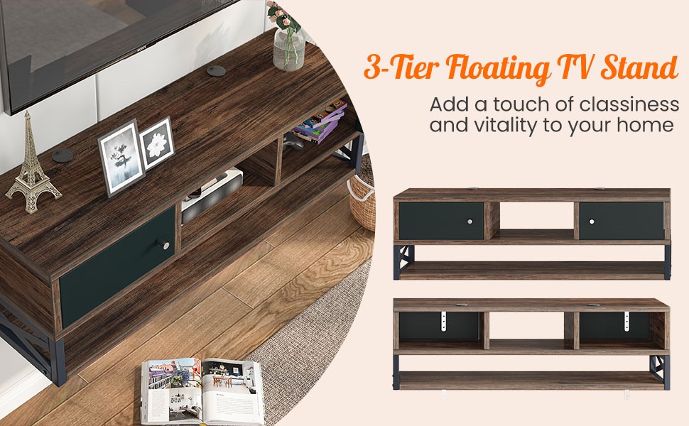 LITTLE TREE Floating TV Stand, Wall Mounted Under TV