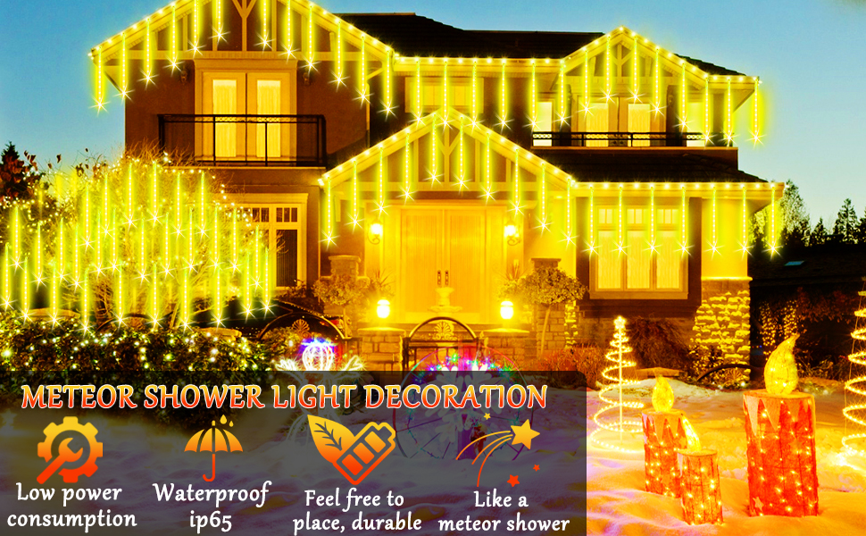 Riopngy 50cm 12 Tubes 540 LED Meteor Shower Lights Christmas Light IP65