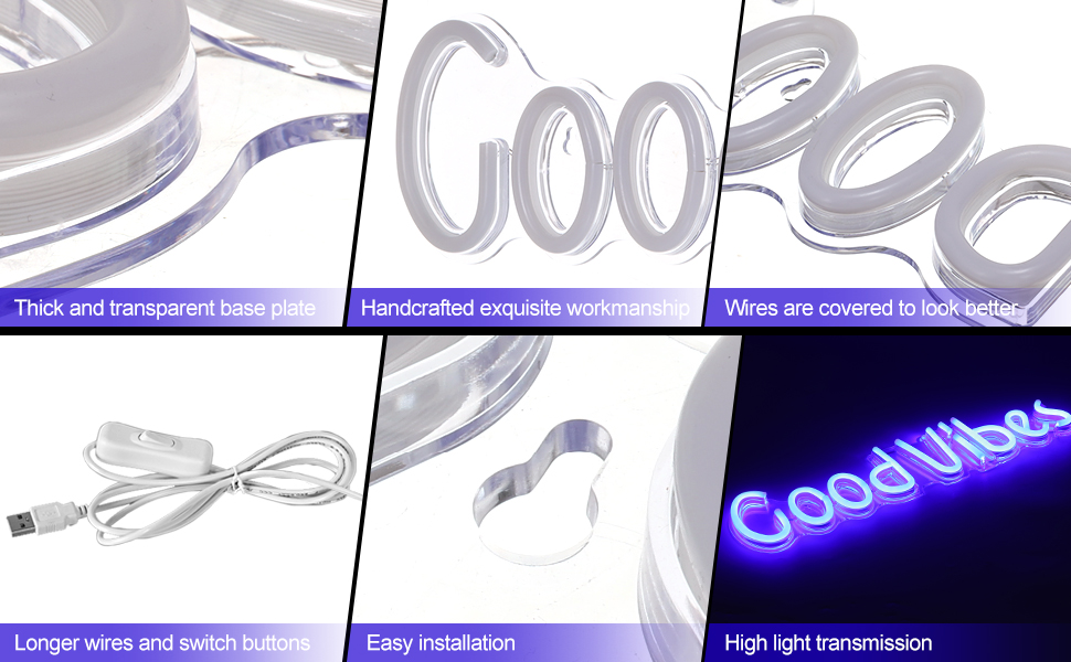 YUICHH Good Vibes Neon Sign, Neon Signs Nein Sign Neon lights for Wall, Neon Signs