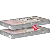 3 Inch Low Profile Under Bed Storage Bins with NO STURCTURE Design, Shallow Clothes Storage Bags ...