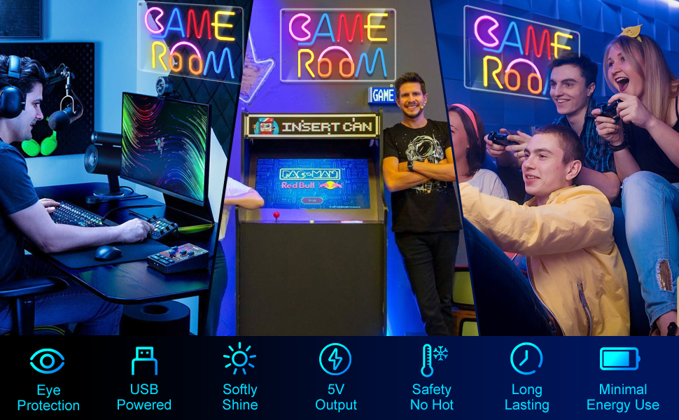 Neon Game Room Sign, Colorful Game Room Decor Sign, Neon