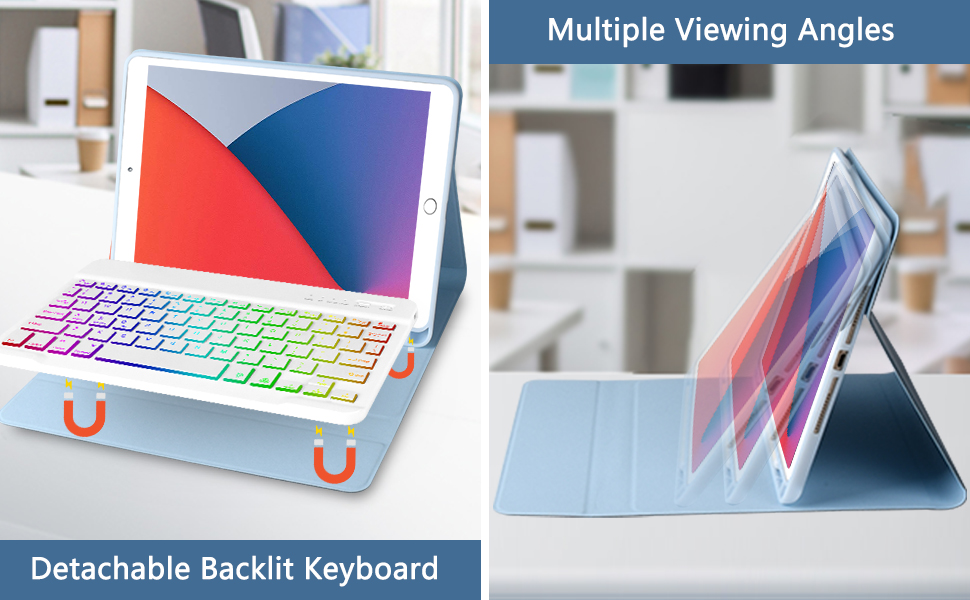 iPad Keyboard and Case 9th Generation, iPad 8th Gen/iPad