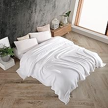 White Color 4 Layered Gauze Throw, Lightweight, Breathable Organic Throw, Pure Cotton Throw .