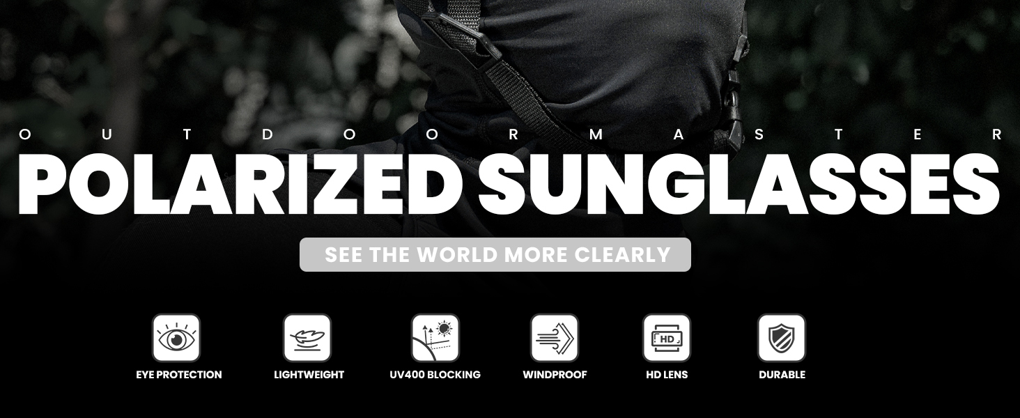 utdoorMaster Hawk II Polarized Sports Sunglasses for Men Women, UV400 Protection Cycling Baseball 