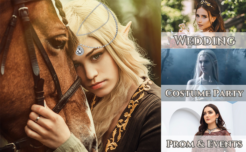 Fairy Crown Accessories for Women Halloween Medieval Elf Cosplay Fairy Jewelry Silver