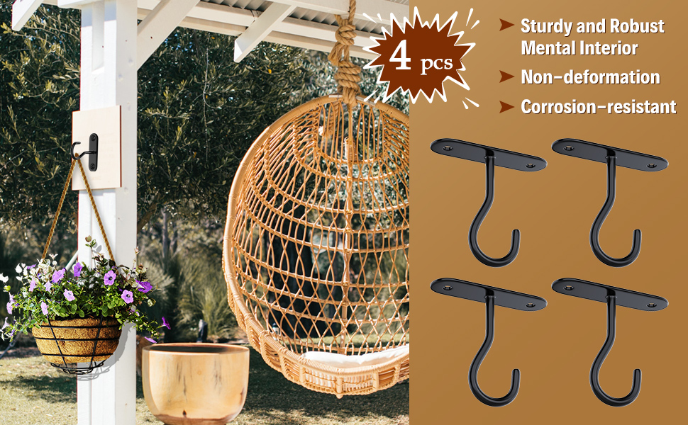 Ceiling Hooks for Hanging Plants 4 Pack,Hanging Plant Hooks,Wall Hooks for Plants